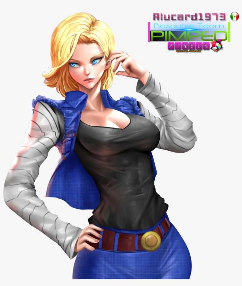 Fanart Android 18, transparent png