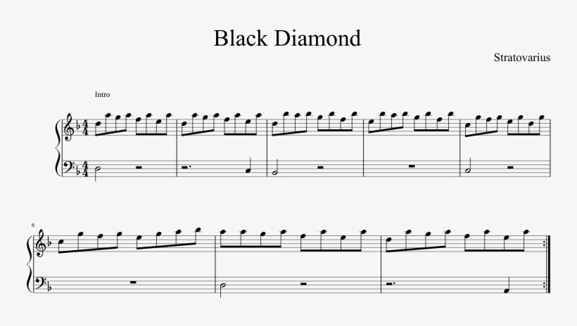 Black Diamond Sheet Music Composed By Stratovarius - Black Diamond Stratovarius Partitura Piano, transparent png