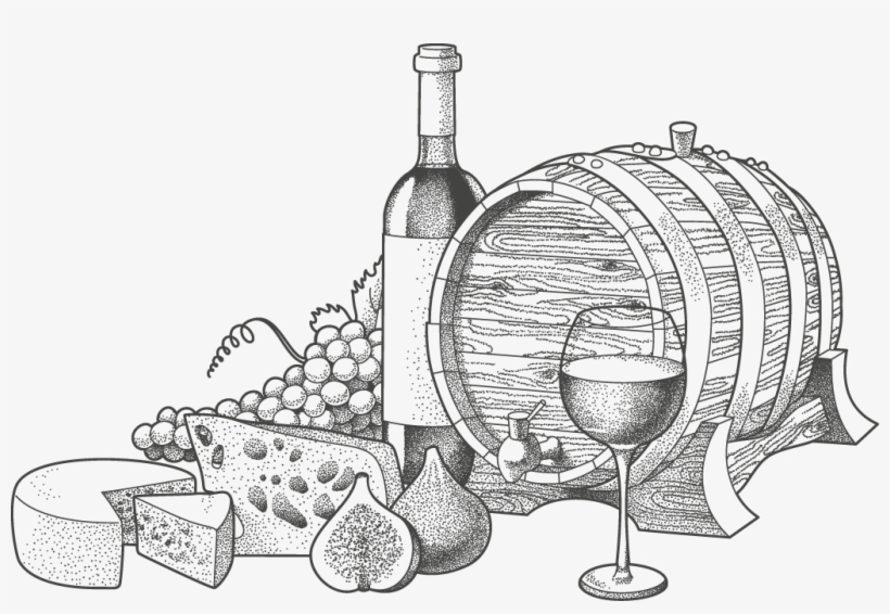 Wine Blue Cheese Illustration Hand Painted And Wine And Cheese Sketch
