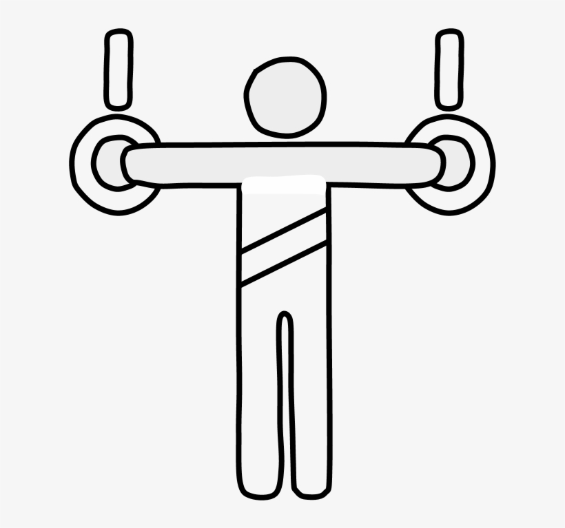 Gymnast, Rings, Black And White, Png - Cross, transparent png
