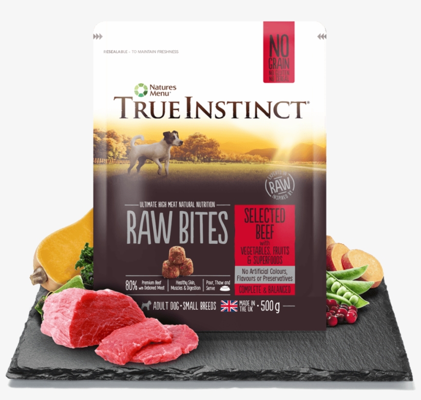 True Instinct Small Breed Raw Bites Selected Beef - Dog Food, transparent png