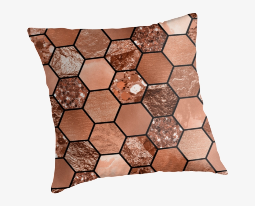 Rose Gold Hexaglam Throw Pillows By Peggieprints Redbubble - Cushion, transparent png