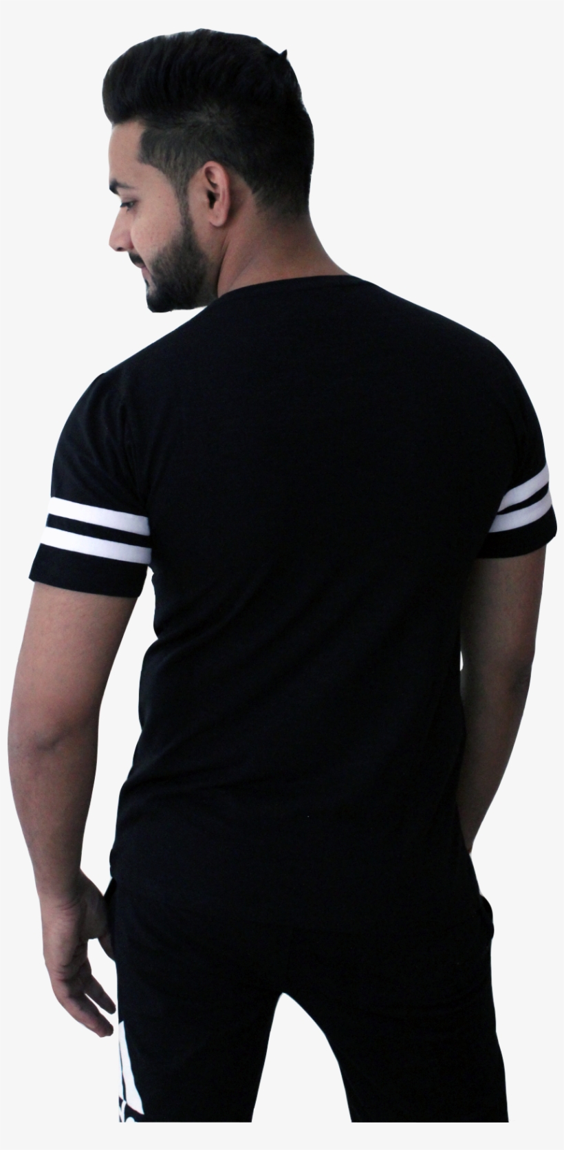 Odalis 153 Solid Black With White Stripes - Man, transparent png