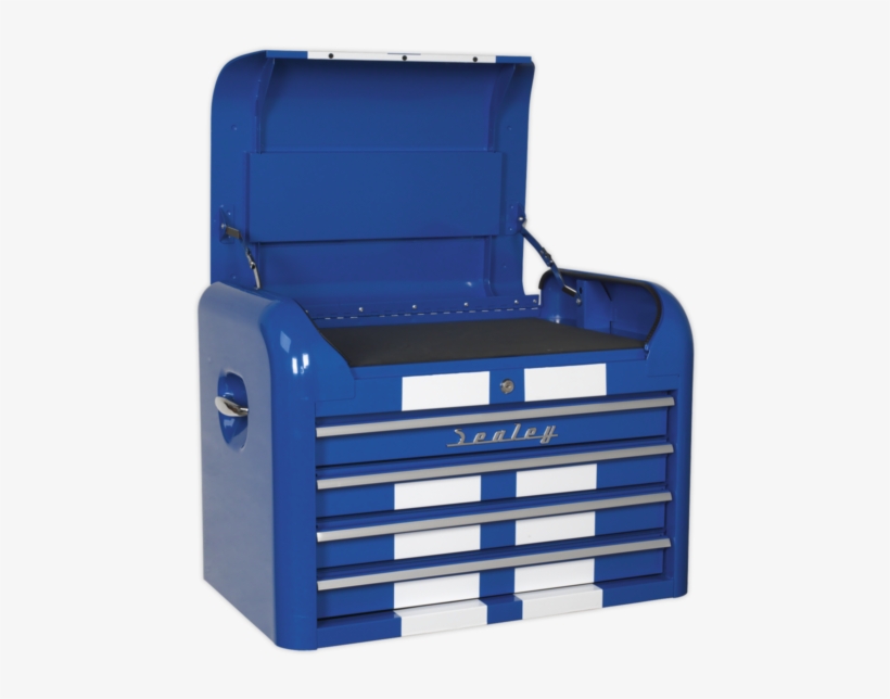 Topchest 4 Drawer Retro Style Blue With White Stripes - Chest, transparent png