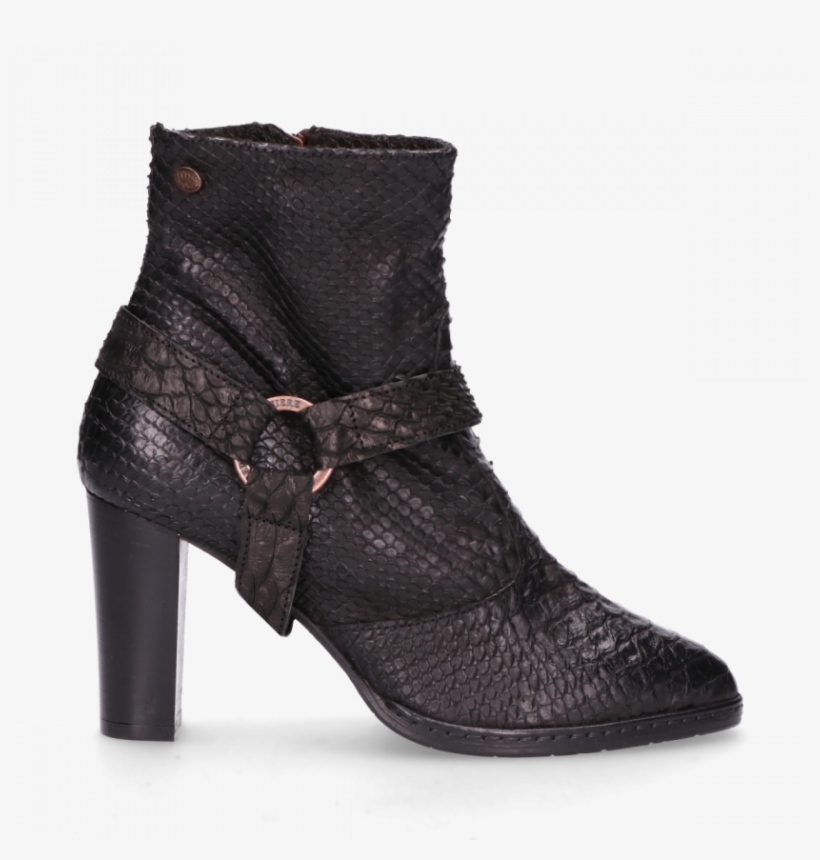 Ankle Boot Printed Leather Black - High Heels, transparent png