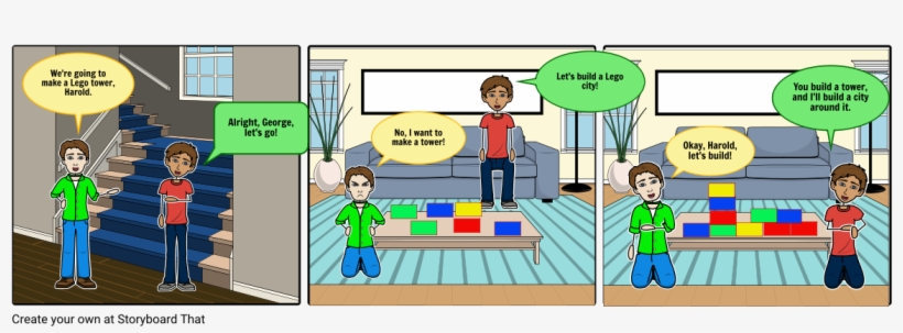George And Harold Have Fun With Legos - Cartoon, transparent png