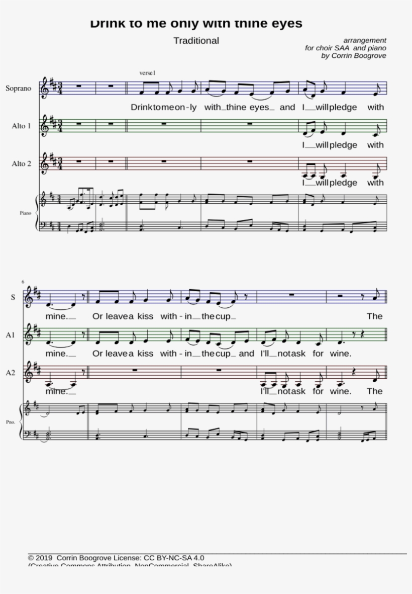 Drink To Me Only With Thine Eyes - Ноты Для Баяна Эх Сез Матур Кызлар, transparent png