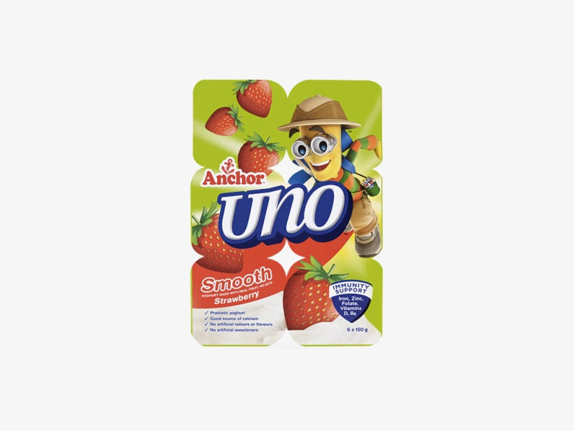 Anchor Uno Yoghurt Strawberry 6 X 150g - Kids Yogurt Drink, transparent png