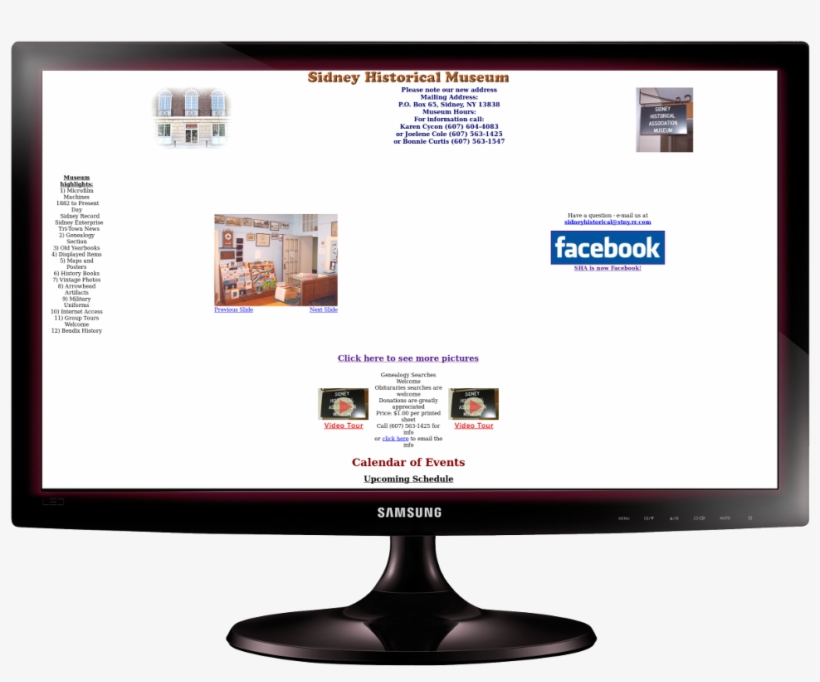 Sidney Historical Association Website Design Web Design - Computer Monitor, transparent png