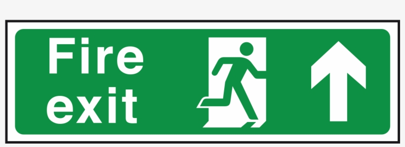 Fire Exit Sign Up And To The Right, transparent png