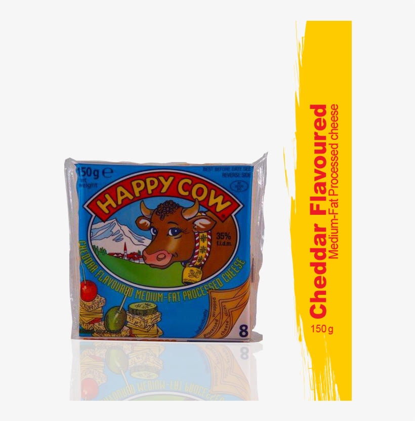 Happy Cow Cheese Yellow Cheddar Slice 150gms - Happy Cow Cheese, transparent png