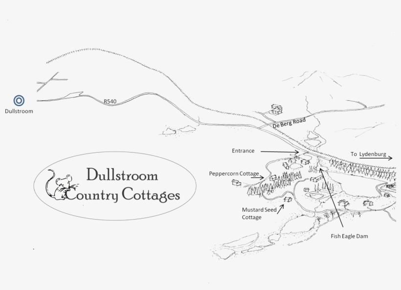 Dullstroom Country Cottages Map Plus Words - Drawing, transparent png