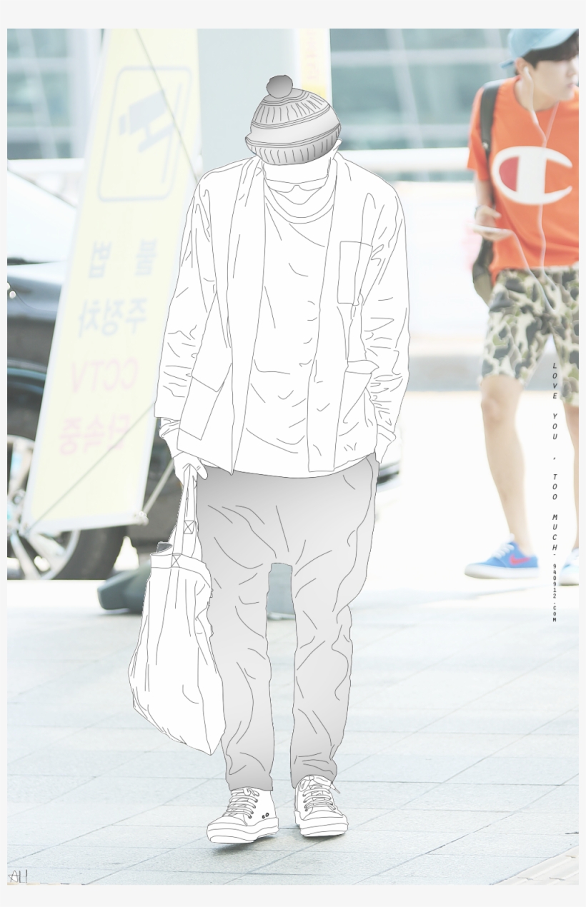 Rap Monster, Bts Lineart © - Standing, transparent png