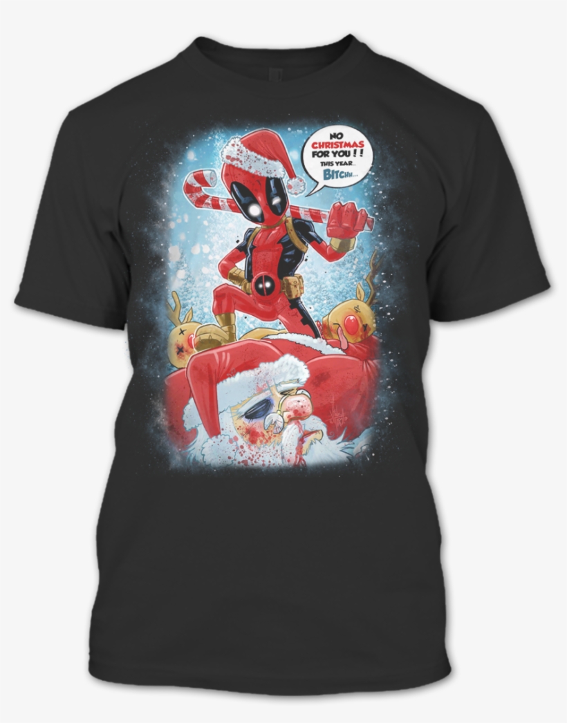 A Black T-shirt With The Shopify Logo - Deadpool Christmas, transparent png