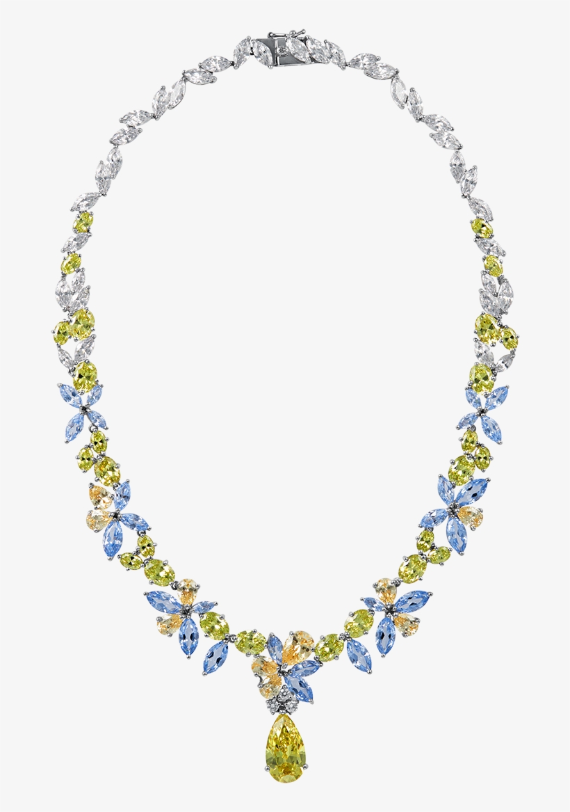 Georgette Floral Lime Pendant Necklace - Necklace, transparent png