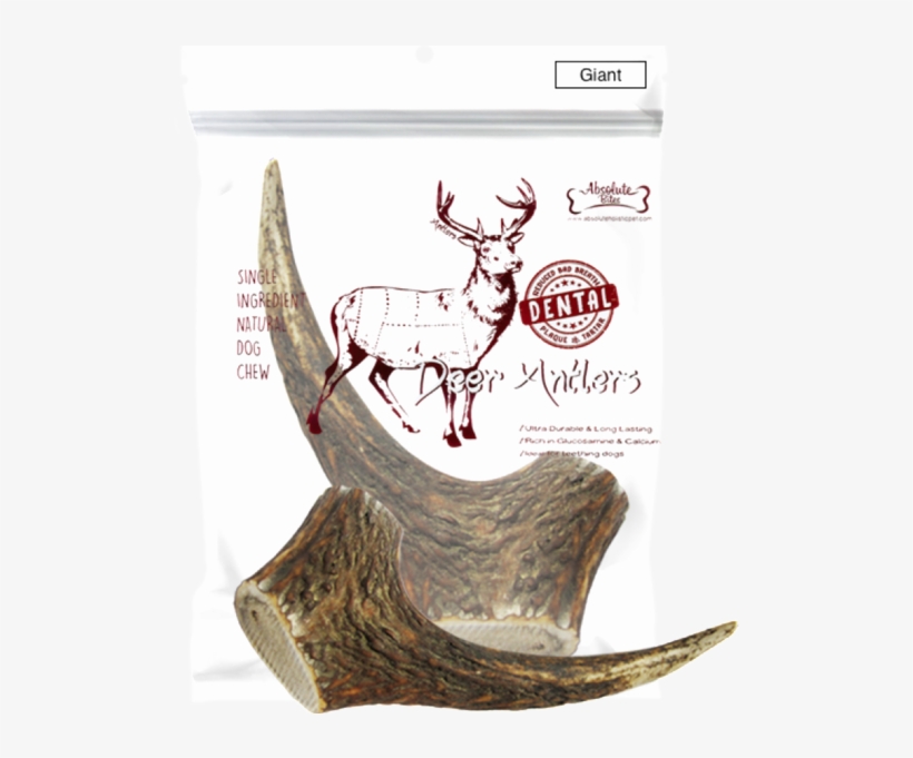 Absolute Bites Whole Deer Antlers Dental Chew - Ah Beng Pet Store, transparent png