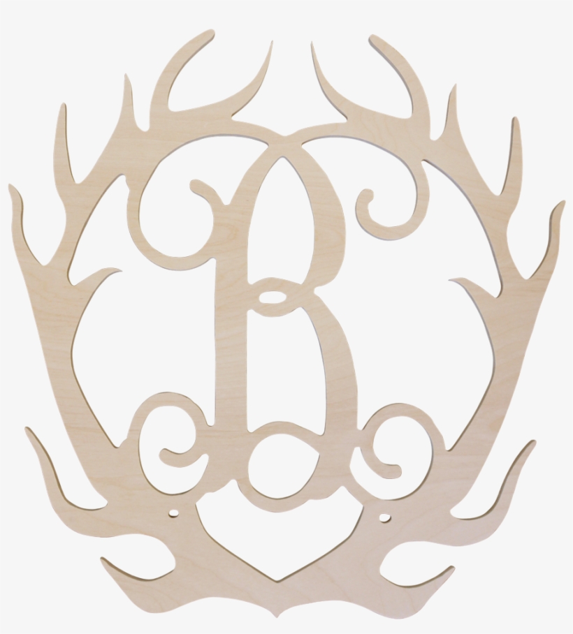 Wooden Deer Antler Initialed Emblem - Pearl Monogram Frame With Bow, transparent png