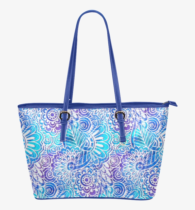 Boho Flower Doodle On Blue Watercolor Leather Tote - Flower Doodle On Blue Watercolor Samsung Galaxy S8, transparent png