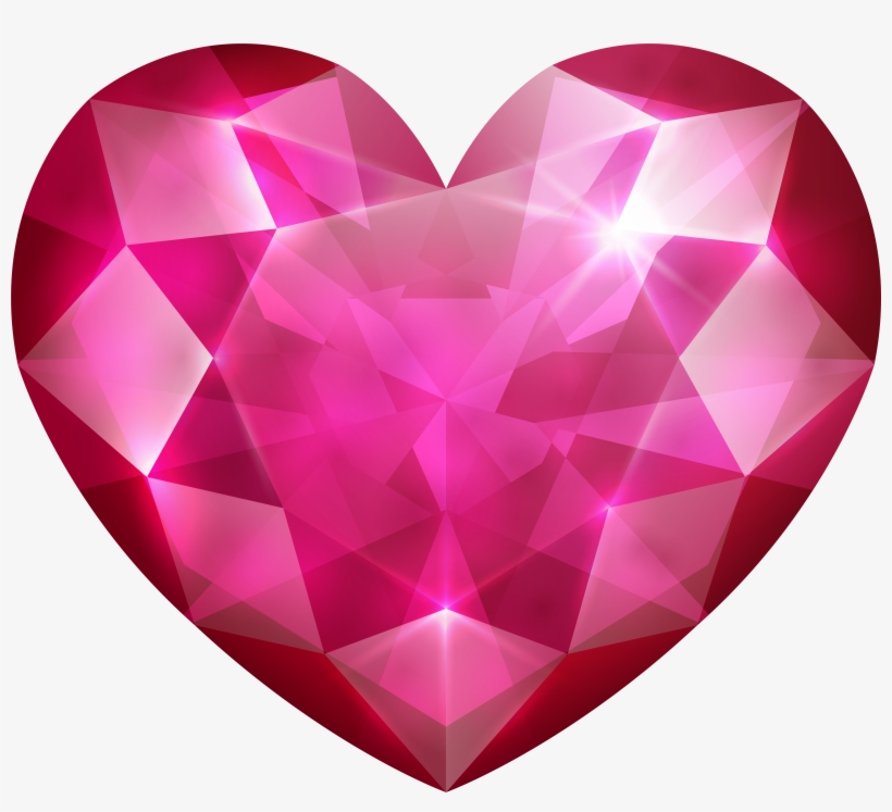 Pink Crystal Heart Png Clip Art Image - Blue Diamond Heart Shape, transparent png