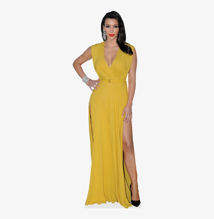 Kim Kardashian Yellow Dress Cardboard Cutout - Gown, transparent png