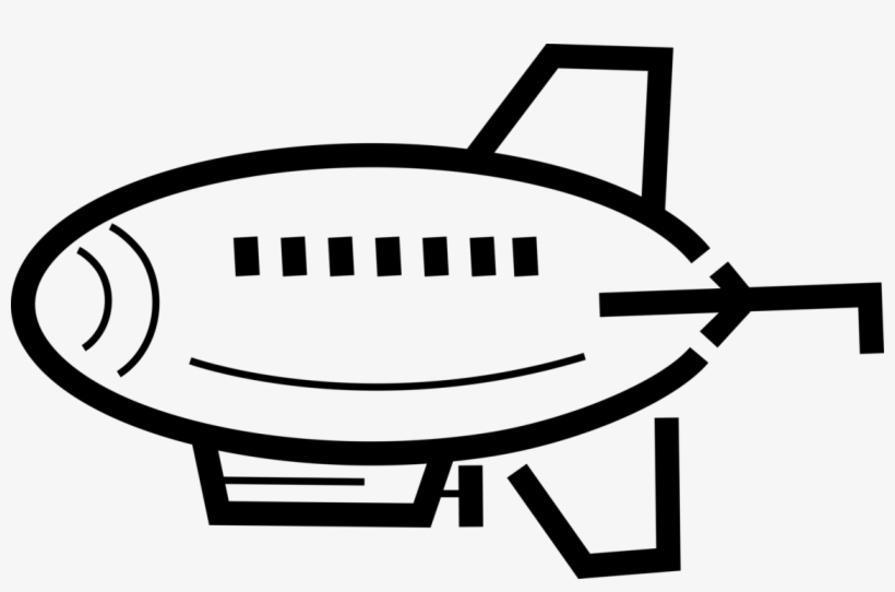 Vector Illustration Of Dirigible Or Blimp Airship Lighter - Illustration, transparent png