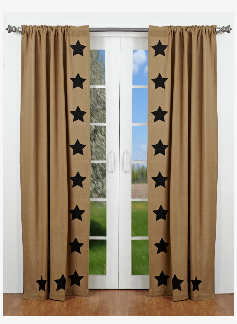 Vhc Brands Burlap Natural Panel Black Stencil Stars - Vhc Brands Burlap Curtain Panels, transparent png