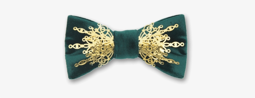 Gothic In Green Velvet Gold Bow Tie - Headband, transparent png
