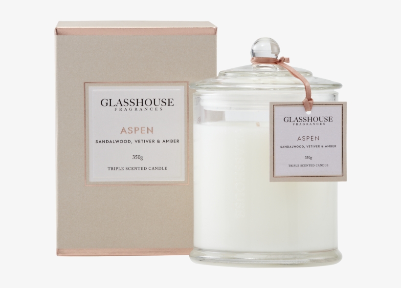 Aspen Sandalwood, Vetiver And Amber 350g Triple Scented - Glasshouse Candles, transparent png