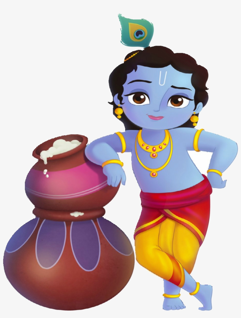Lord Krishna Standing With Makhan - Little Krishna, transparent png