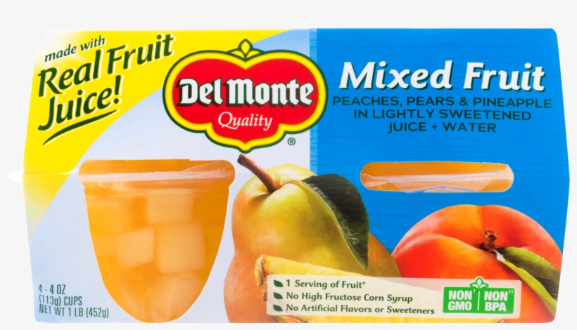 Del Monte Mixed Fruit In Lightly Sweetened Juice Water, - Del Monte Fruit Cups, transparent png