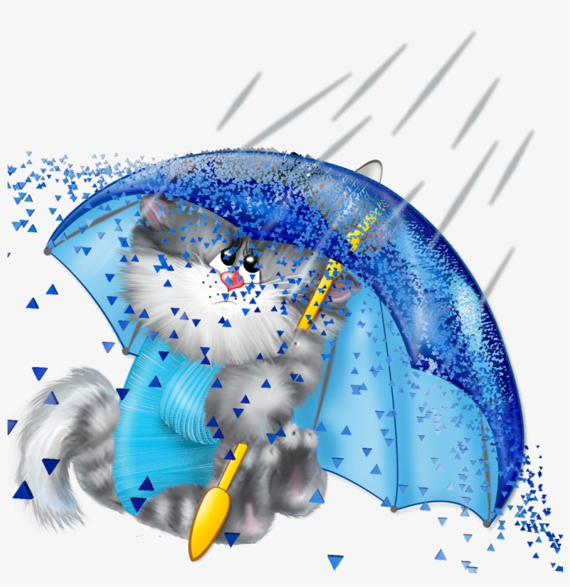 Cat Rain Umbrella Dispersion Ftestickers - Clipart Cats Xenopus Gif, transparent png