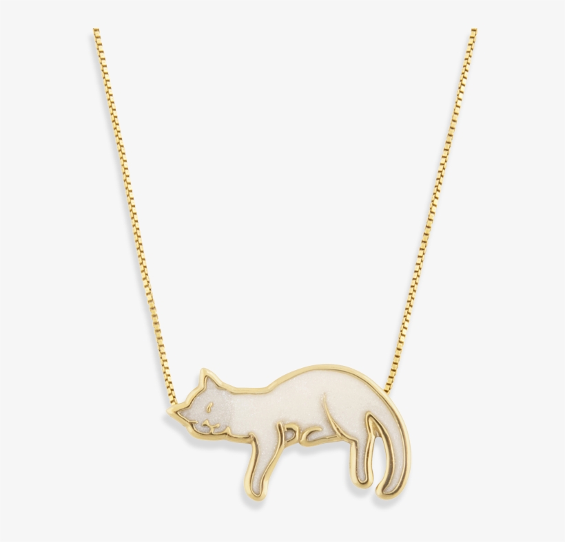 14k Yellow Gold Napping Cat Necklace - Necklace, transparent png