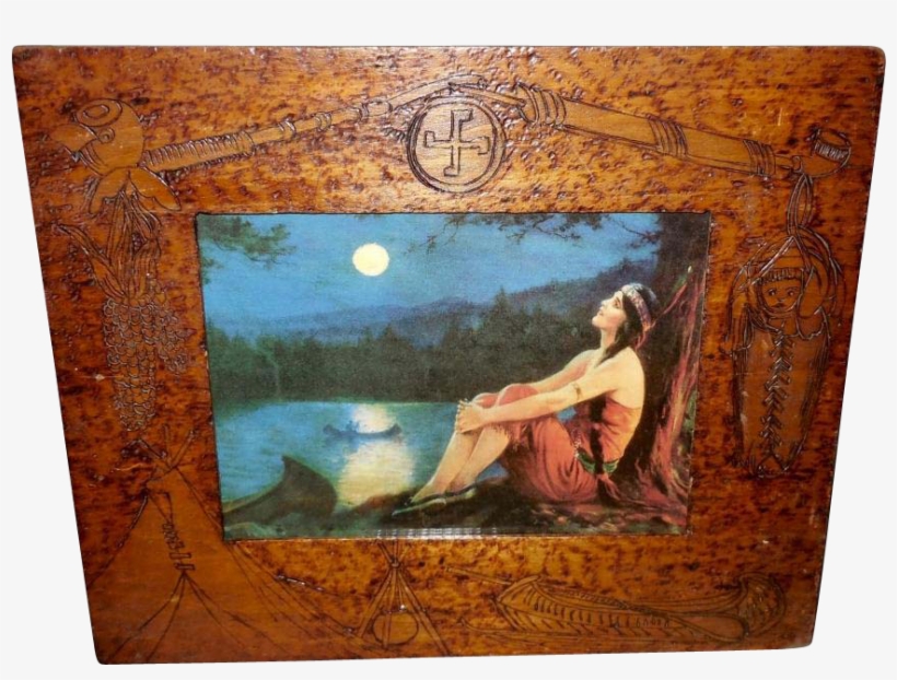The Frame Is Pyrography, Done With Various Native American - Painting, transparent png