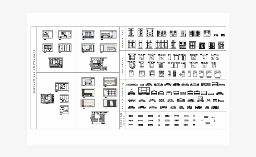 Bedroom Furniture Cad Block Collection Dwg Furniture 645x645 PNG
