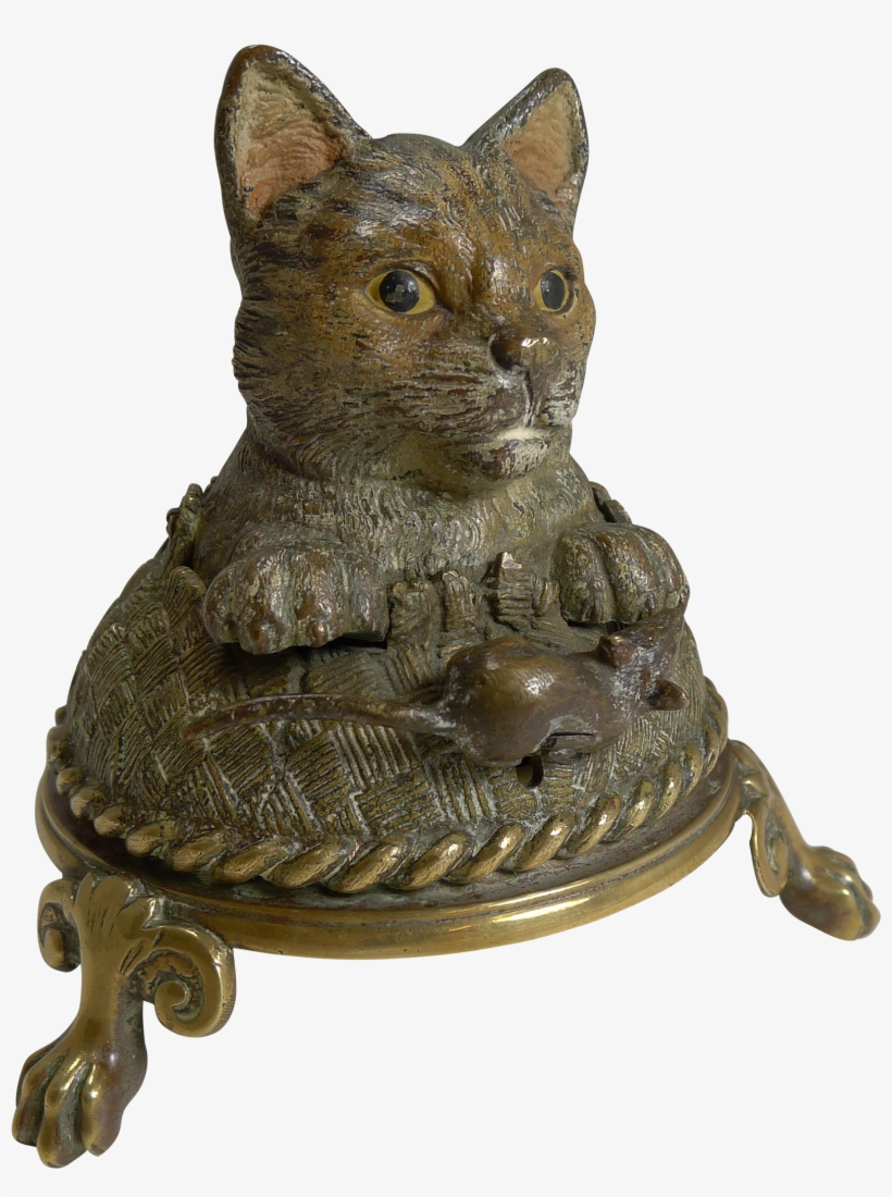 Very Rare Cold Painted Bronze Novelty Mechanical Bell - Domestic Short-haired Cat, transparent png
