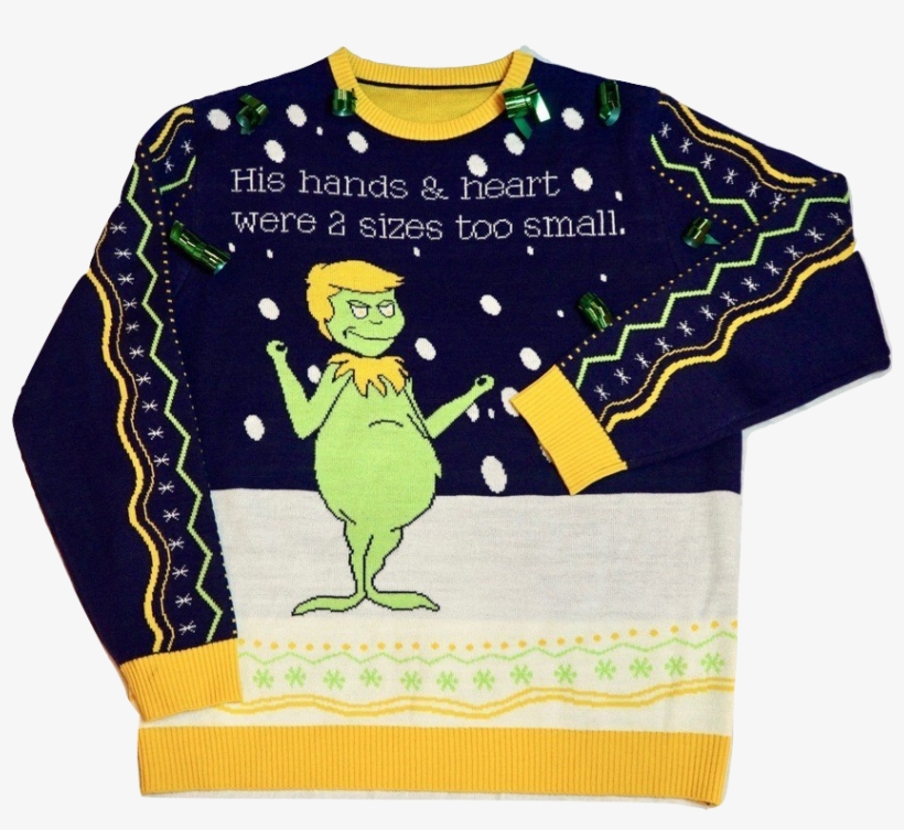 Fake News Grinch Ugly Sweater - Cartoon, transparent png