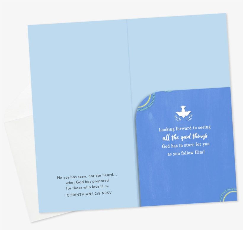 Blue Cross With Dove Confirmation Money Holder Card - Brochure, transparent png