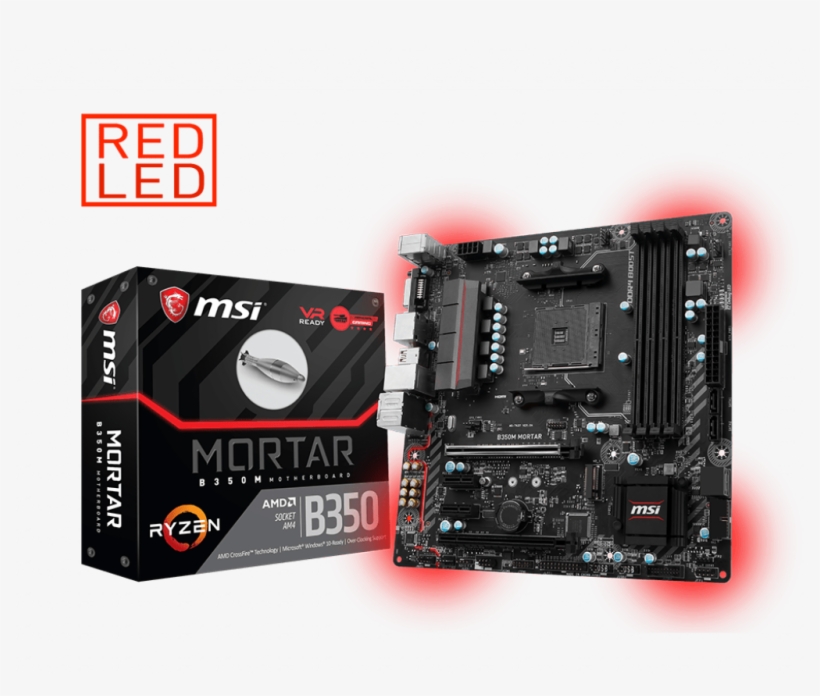 Amd B350 Motherboards B350m Mortar - Msi B350m Mortar Am4, transparent png