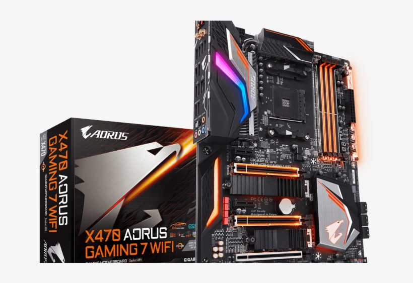 The Gigabyte X470 Gaming 7 Wi-fi Motherboard Review - Gigabyte X470 Aorus Gaming 7 Wifi, transparent png