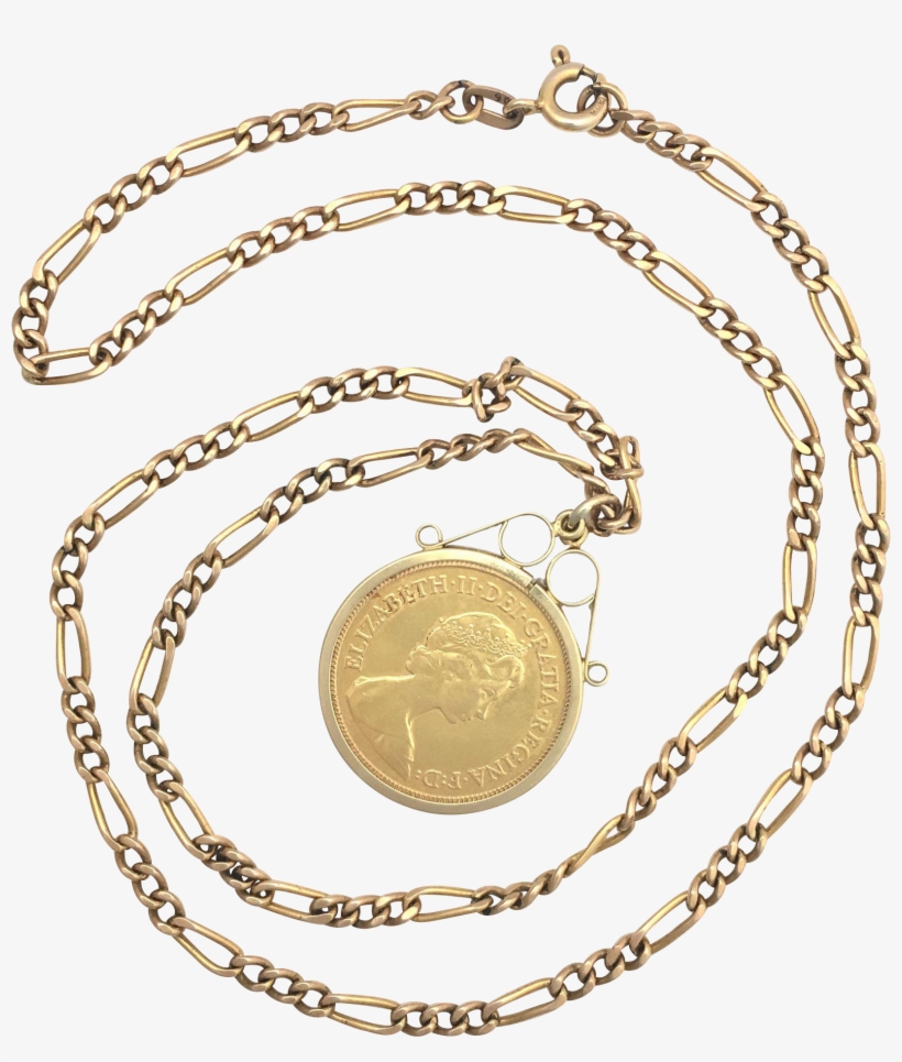 Vintage 22k Gold Queen Elizabeth Half Sovereign Coin - Necklace, transparent png