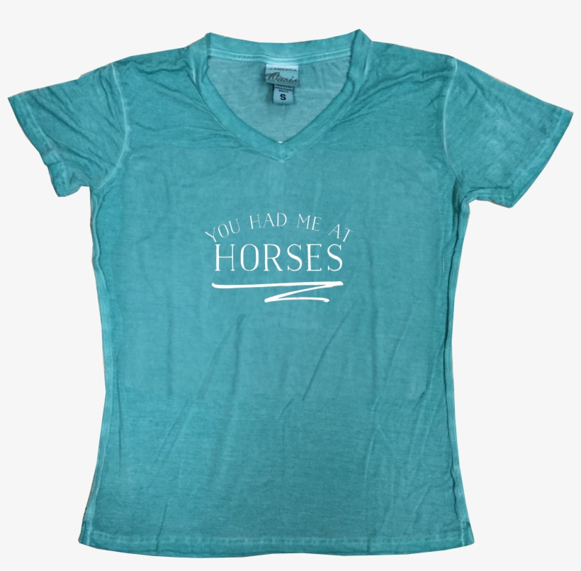 White You Had Me At Horse Squiggle Spearmint V-neck - Active Shirt, transparent png