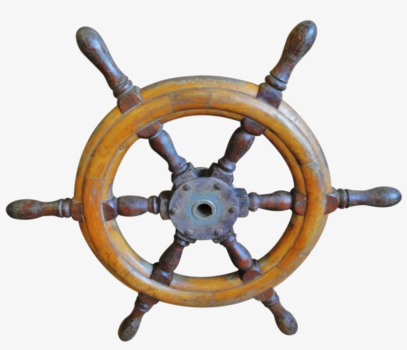 Vintage Wooden Ship's Wheel From Yellow Garage Antiques - Rudder, transparent png