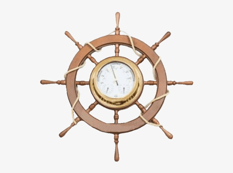 Ship Wheel Clock - Steering Wheel Boat Clipart, transparent png