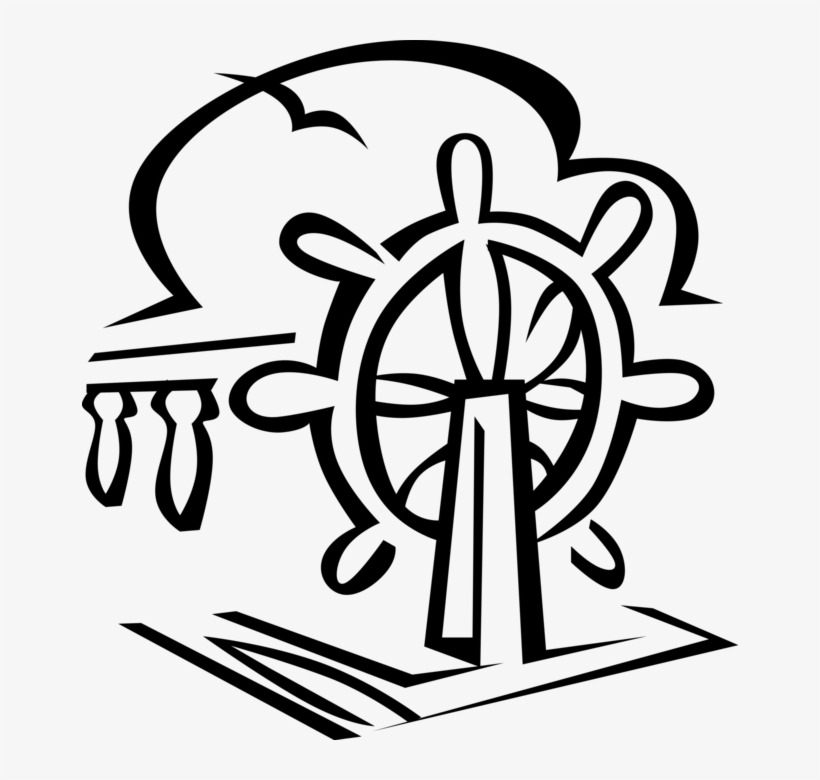 Vector Illustration Of Ship's Helm Wheel Or Boat's, transparent png