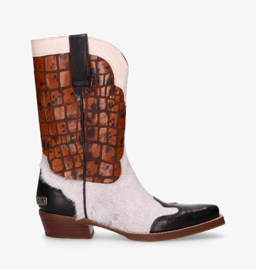 Sisterhood Western Boot Black, Off White & Orange - Shabbies Sisterhood, transparent png