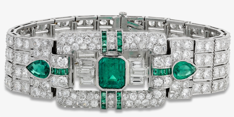 Art Deco Emerald Bracelet, - Art Deco Emerald Bracelet, transparent png