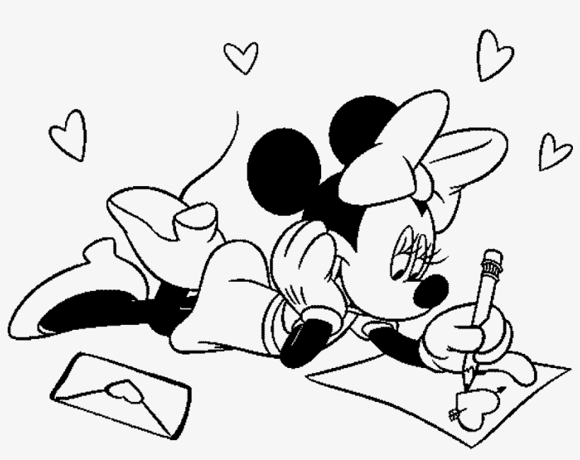 Free Minnie Mouse Coloring Pages - Valentine Day Minnie Mouse, transparent png