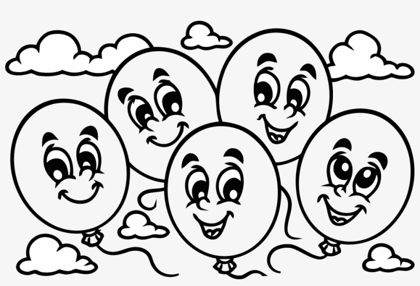 Baloons - Kleurplaat Ballonnen, transparent png