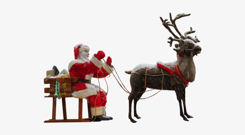 Christmas-1070829 - Reindeer And Santa Png, transparent png