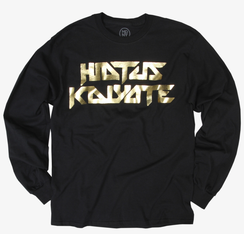 Logo Gold Foil Black Long Sleeve T-shirt $40 - Black T Shirt With Golden Fonts, transparent png